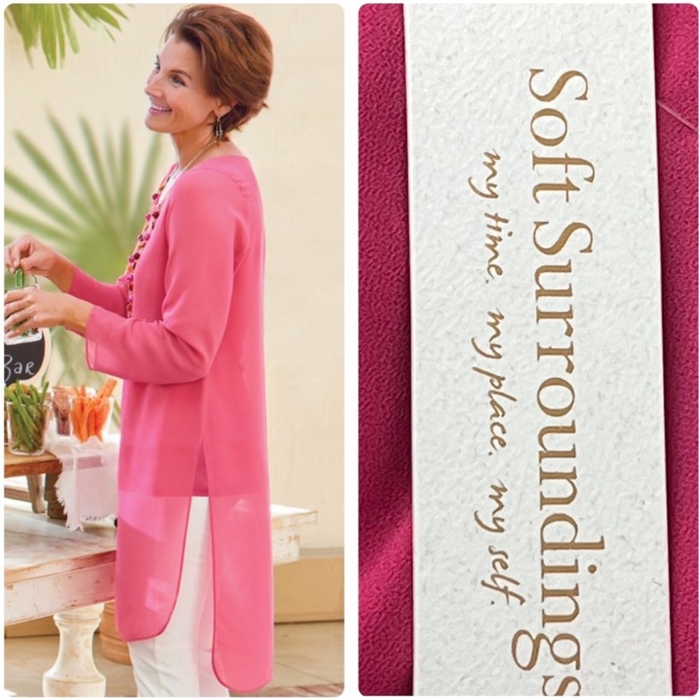 SOFT SURROUNDINGS NWT JENNIFER BLOUSE TUNIC MAGENTA PINK MEDIUM